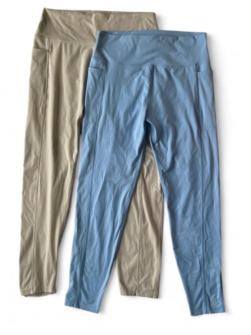 Danskin Women’s XS Girls XL Leggings Duo - Light Blue and Beige